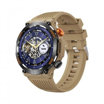 Ceas Smartwatch, Tio   Militar, Fitness, Calorii, Sport, LED Lanterna 1.46   HD, Apeluri Bluetooth, Busola GPS Crem