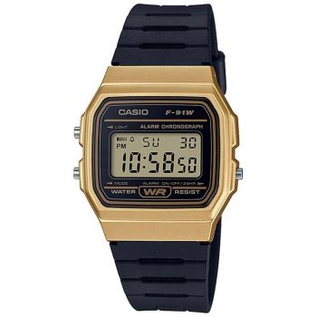 Ceas unisex CASIO Retro Vintage UNX DIG PU BLK  Negru Auriu