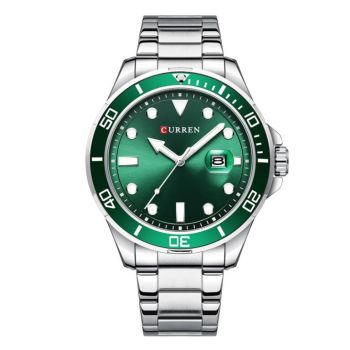 Curren Ceas barbatesc Business Quartz Otel inoxidabil Argintiu/Verde