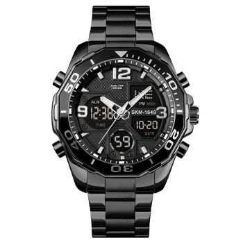 Skmei Ceas de mana barbatesc Dual Time Quartz Digital Otel inoxidabil
