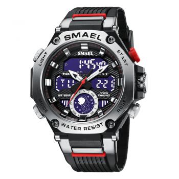 Smael Ceas sport barbatesc  Alarma Data Digital Quartz Negru-Argintiu