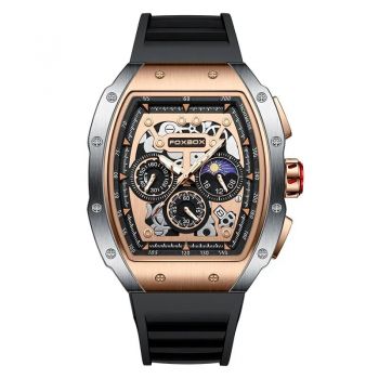 Ceas barbatesc de mana Fox Box Luxury Fashion Casual Cronograf Quartz Silicon