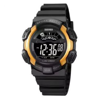 Ceas barbatesc de mana Skmei Sport Casual Fashion Digital Alarma Cronometru Negru Auriu