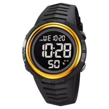 Ceas barbatesc de mana Skmei Sport Casual Fashion Digital Alarma Negru Auriu