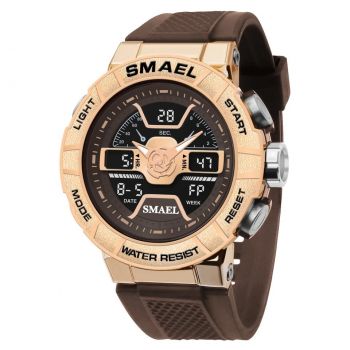 Ceas barbatesc de mana  Smael Cronograf Cronometru Sport Dual Time Stil Army Militar Alarma Coffe