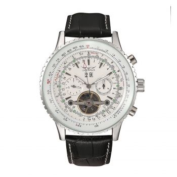 Ceas Barbati Jaragar 034 Negru-Alb Mecanic ,   Design Luxury, Functii Multiple, Afisaj Saptamanal, Rezistent la Apa 3ATM