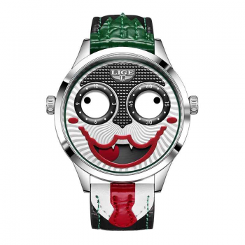Ceas Barbati Lige 89160 Argintiu-Verde - Design Fashion, Joker, Functii Multiple, Rezistent la Socuri, Rezistent la Apa 3ATM