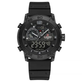 Ceas Barbati Naviforce 6104 Negru ,   Design Sport, Functii Multiple, Alarma, Rezistent la Apa 5ATM
