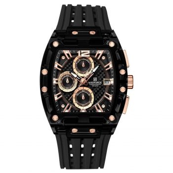 Ceas Barbati Naviforce 7105 Negru-Rose ,   Design Military, Functii Multiple, Rezistent la socuri, Rezistent la Apa 3ATM
