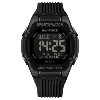 Ceas Barbati Naviforce 7113 Negru ,   Functii Multiple, Design Casual, Cronometru, Rezistent la Apa 5ATM