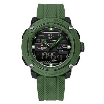 Ceas Barbati Naviforce 7114 Verde ,   Functii Multiple, Design Sport, Cronometru, Rezistent la Apa 5ATM
