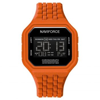 Ceas Barbati Naviforce 7116 Portocaliu ,   Design Military, Functii Multiple, Alarma, Rezistent la Apa 3ATM