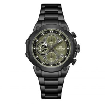 Ceas Barbati Naviforce 8071 Negru-Verde ,   Functii Multiple, Design Business, Shockproof, Rezistent la Apa 3ATM