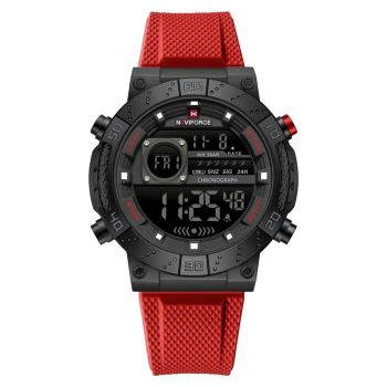Ceas Barbati Naviforce 9241 Negru-Rosu ,   Design Business, Functii Multiple, Alarma, Rezistent la Apa 3ATM