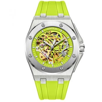 Ceas Barbati Onola 3834 Argintiu-Verde ,   Design Mecanic, Luminos, Functii Multiple, Cronograf, Rezistent la Apa 3ATM