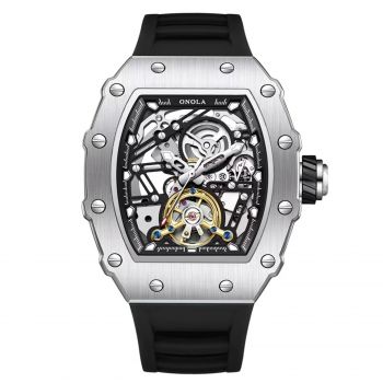 Ceas Barbati Onola 3854 Argintiu ,   Design Luxury, Mecanic, Luminos, Rezistent la Apa 3ATM