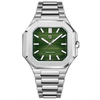 Ceas Barbati Pagani YS019 Argintiu-Verde ,   Design Business, Functii Multiple, Afisaj Luminos, Rezistent la Apa 5ATM
