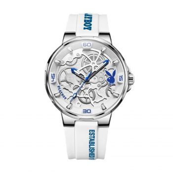 Ceas Barbati Playboy 3052 Alb ,   Design Luxury, Functii Multiple, Afisaj Luminos, Rezistent la Apa 3ATM