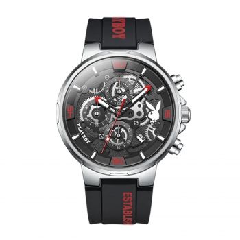 Ceas Barbati Playboy 3052 Negru-Rosu ,   Design Luxury, Functii Multiple, Afisaj Luminos, Rezistent la Apa 3ATM