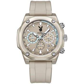 Ceas Barbati Playboy 3060 Gri ,   Design Casual, Functii Multiple, Rezistent la socuri, Afisaj Luminos, Rezistent la Apa 3ATM