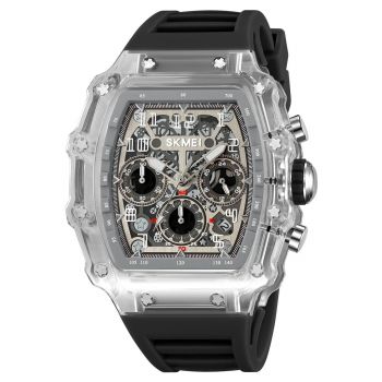 Ceas Barbati SKMEI 2305 Alb-Negru ,   Functii Multiple, Design Fashion, Cronometru, Alarma, Rezistent la Apa 5ATM