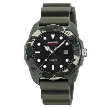 Ceas Barbati SKMEI 2393 Verde-Camuflaj ,   Curea din Silicon, Design Sport,  Rezistent la Apa 5ATM