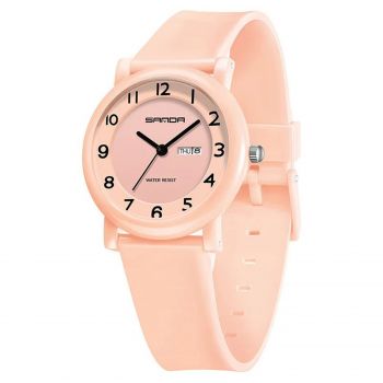 Ceas Copii Sanda 3225 Rose ,   Design Fashion, Analog, Afisaj Data, Rezistent la Apa 3ATM