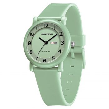 Ceas Copii Sanda 3225 Verde ,   Design Fashion, Analog, Afisaj Data, Rezistent la Apa 3ATM