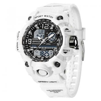 Ceas Copii Sanda 3353 Alb ,   Sport, Digital, Functii Multiple, Rezistent la Apa 5ATM