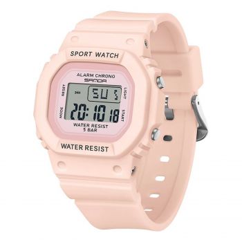 Ceas Copii Sanda 393 Roz ,   Design Sport, Digital, Afisaj LED, Rezistent la Apa 5ATM