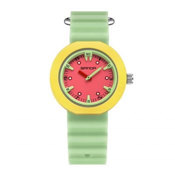 Ceas Copii Sanda 9108 Verde-Galben ,   Design Fashion, Analog, Rezistent la Apa 3ATM
