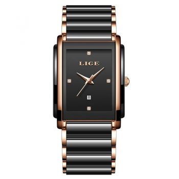 Ceas Dama Lige 89188 Rose Auriu-Negru ,   Design Fashion, Functii Multiple, Afisaj Luminos, Rezistent la Apa 3ATM