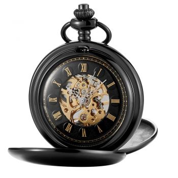 Ceas de buzunar Gorben P240  Negru - Mecanic, Afisaj cu Cifre Romane,  Stil Vintage Retro