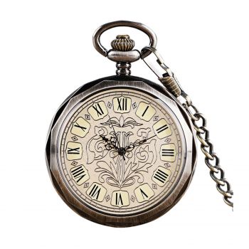 Ceas de buzunar Gorben PM009 Bronz - Antique Skeleton, Mecanic, Afisaj cu Cifre Romane, Cu Lant Vintage Retro