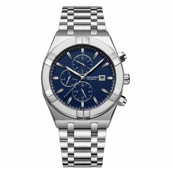 Ceas de mana barbatesc Raksa Duke Elegant Fashion Business Mecanic Argintiu Albastru