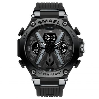 Ceas de mana barbatesc Smael Sport Dual Time Quartz Analog Digital Alarma Cronograf