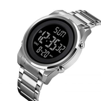 Ceas Digital Barbati SKMEI 1611 Argintiu ,   Afisaj LED, Functii Multiple, Design Sportiv, Cronometru, Alarma, Rezistent la Apa 3ATM