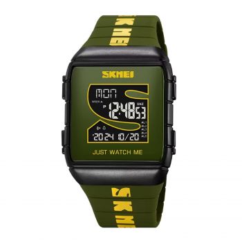 Ceas Digital Barbati SKMEI 2055 Verde-Negru ,   Functii Multiple, Afisaj LED, Design Sport, Cronometru, Alarma, Rezistent la Apa 5ATM