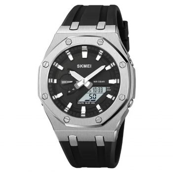 Ceas Digital Barbati SKMEI 2243 Argintiu-Negru ,   Functii Multiple, Design Sport, Cronometru, Alarma, Rezistent la Apa 5ATM