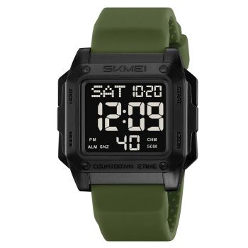 Ceas Digital Barbati SKMEI 2454 Verde-Army ,   Functii Multiple, Design Army, Cronometru, Alarma, Rezistent la Apa 5ATM