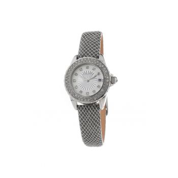 Ceas Dama -  28mm - inox - piele naturala - culoarea argintie