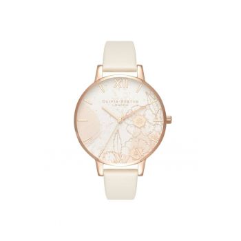 Ceas Dama -  Abstract Florals - inox - 38mm - piele naturală