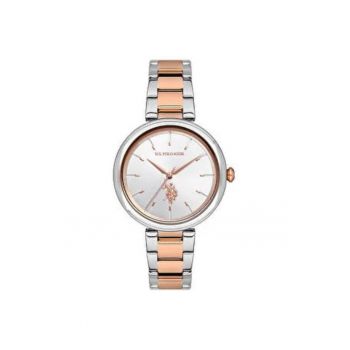 Ceas dama  USPA2015-08 - argintiu - 36mm - mecanism Quartz - rezistent la apa 3 ATM