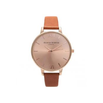 Ceas de femei -  Big Dial - inox - 38mm - piele naturală