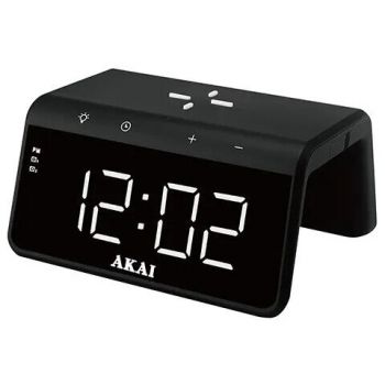 Akai Ceas cu alarma si incarcare AKAI ACRB-2000, putere incarcare 10W wireless, Negru