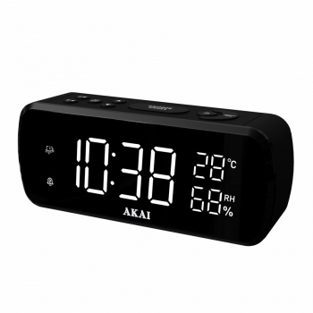 Akai Radio cu ceas digital afisaj pentru temperatura si umiditate Akai ACR-1080, incarcare USB, Negru