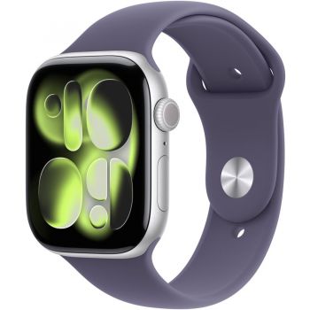 Apple Apple Watch 11 GPS + Cellular, Carcasa Silver Aluminium 46mm, Purple Fog Sport Band - S/M