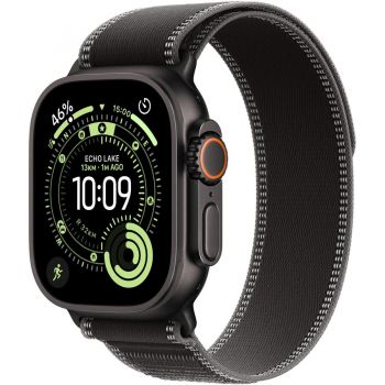 Apple Apple Watch Ultra 3, GPS + Cellular, Carcasa Black Titanium 49mm, Black/Charcoal Trail Loop - S/M