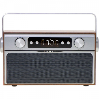 CAMRY Radio bluetooth 5.0 MECR1183 portabil cu aspect retro, memorie 50 posturi, redare de pe USB si card SD, intrare auxiliara, ceas, putere 16W (CR 1183)