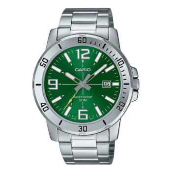 Ceas barbatesc  analog - cadran verde - bratara din inox - 5 ATM - 45x10.3mm